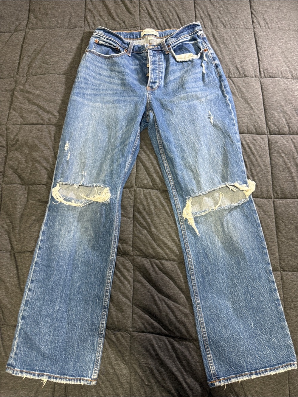 Abercrombie & Fitch Curve Love The '90s Baggy Low Rise Distressed Jeans 28/6R